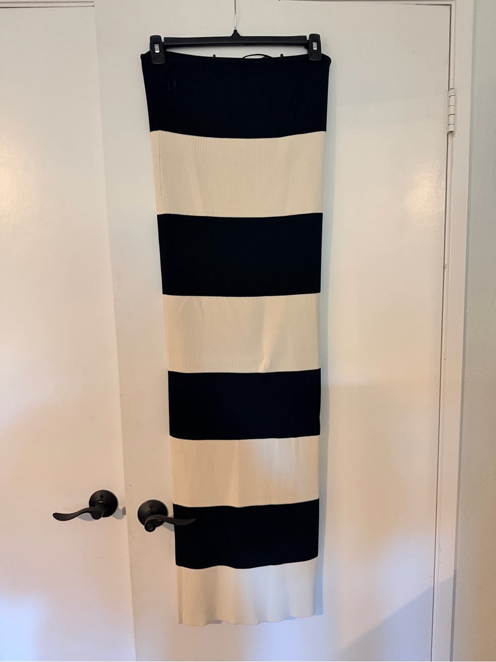 Vici Black and Cream Horizontal Stripe Maxi Dress
